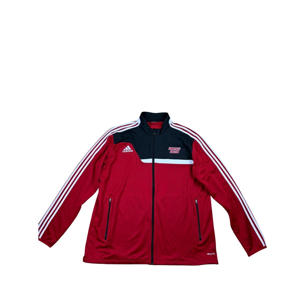 Adidas Louisville Soccer Track Jacket XL Mens Red Black Full Zip Climalite - Picture 2 of 4